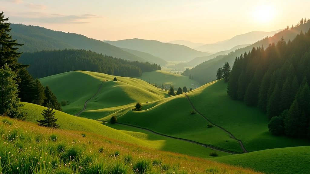 Scenic Czech Republic landscape with winding nature trails and green hillsides